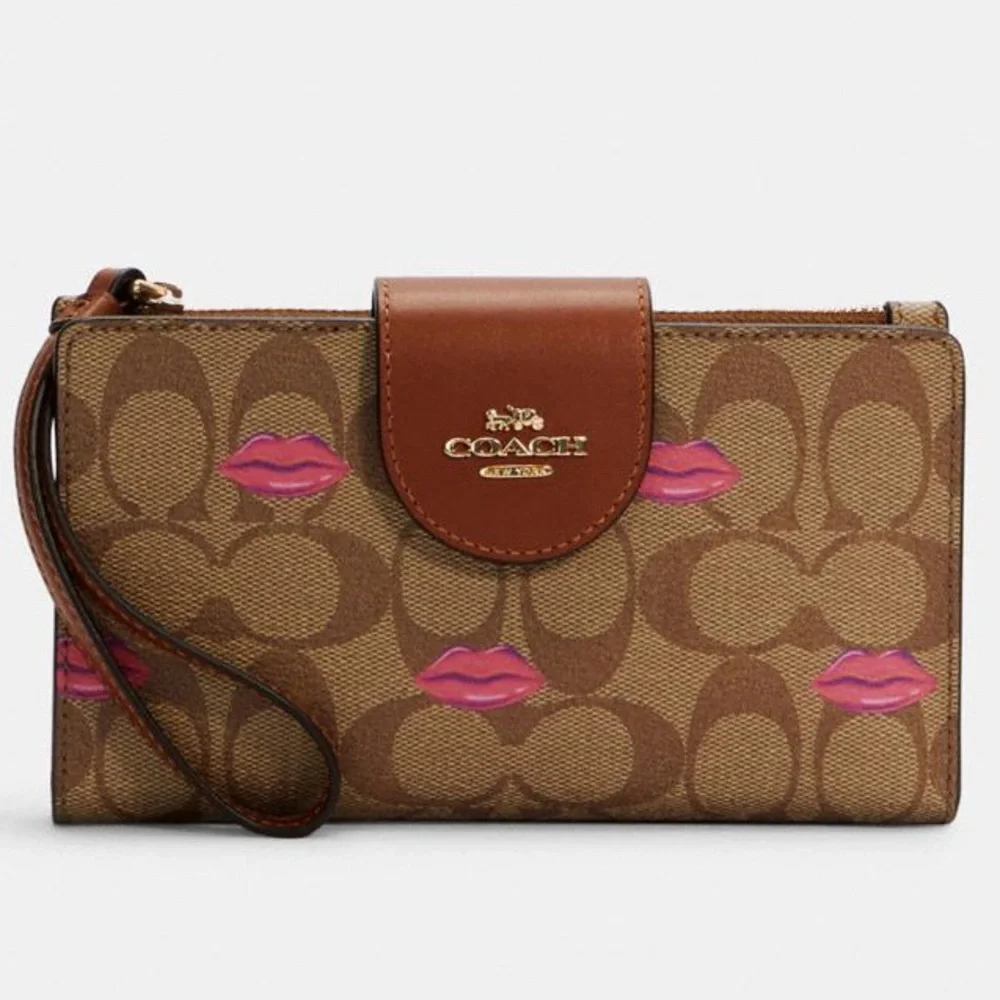 Coach Tech Phone Wallet With Lips Print